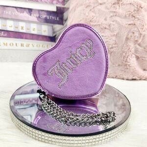 {Juicy Couture} Purple Velour Heart Zip Around Wallet